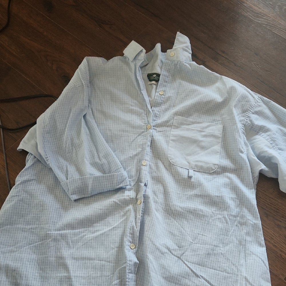 Cabin Creek Vintage Light Blue Checkered Casual Maternity Shirt